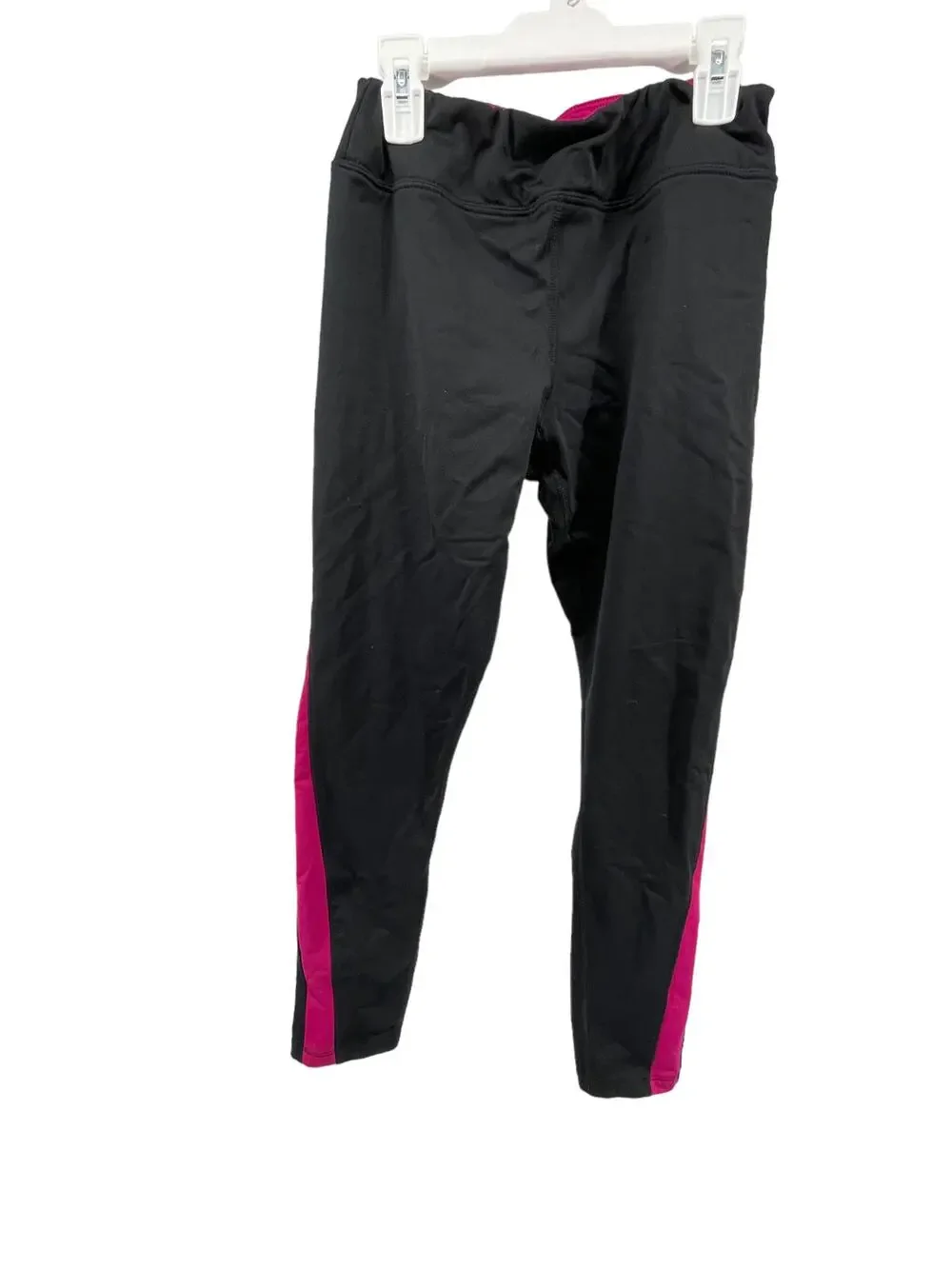 Athletic Works Black Pink Stripe Athletic Leggings Youth Size XL 14-16